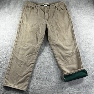 VINTAGE LL Bean Fleece Lined Pants Mens‎ 42x29  (Fits 40x27) Double L Khaki